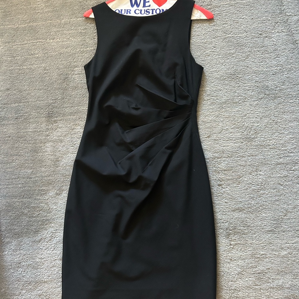 Theory Black Midi Dress with Ruched Detail
